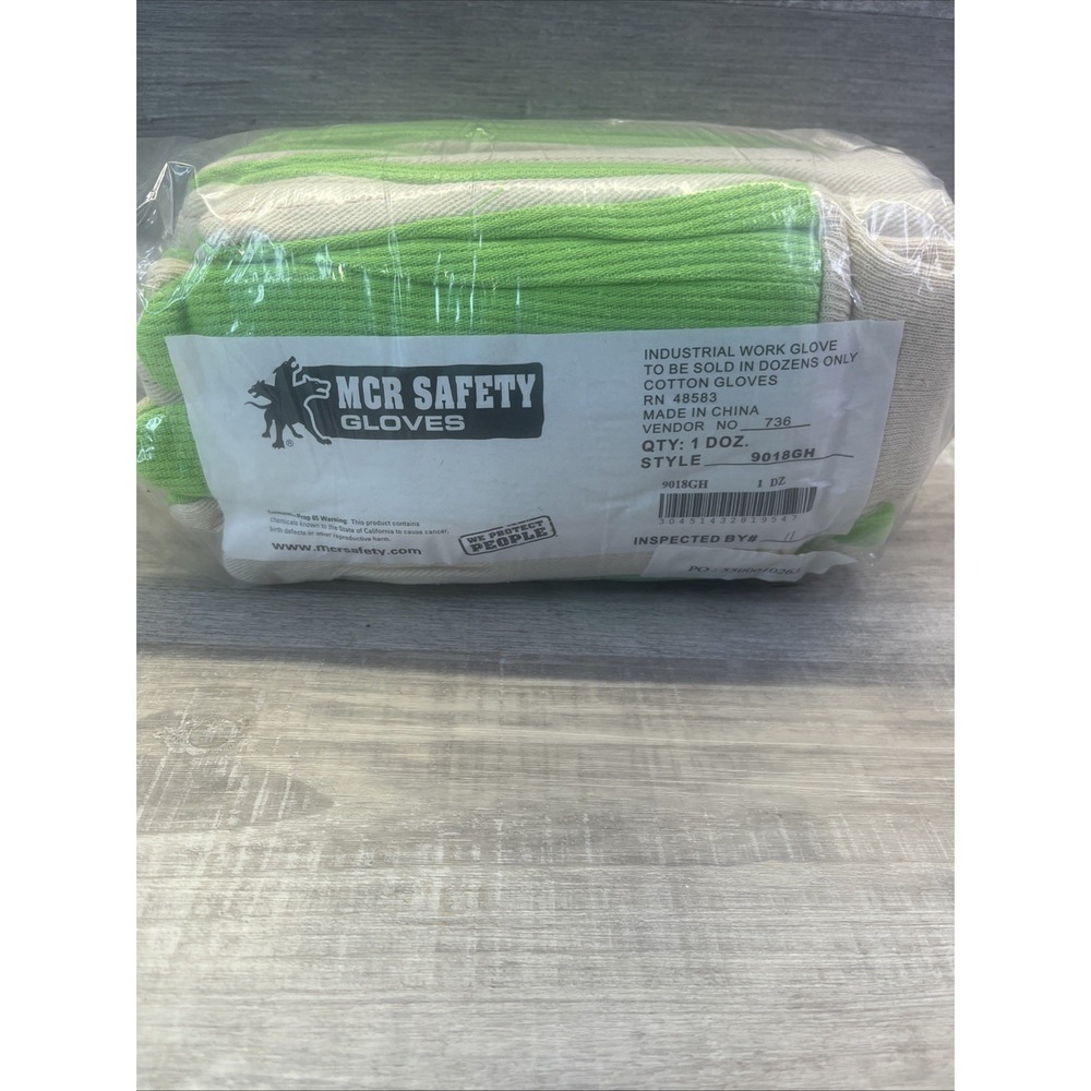 MCR Safety 12 Pack Double Palm Work Gloves Cotton Canvas Green Garden New In Pk - Picture 7 of 9